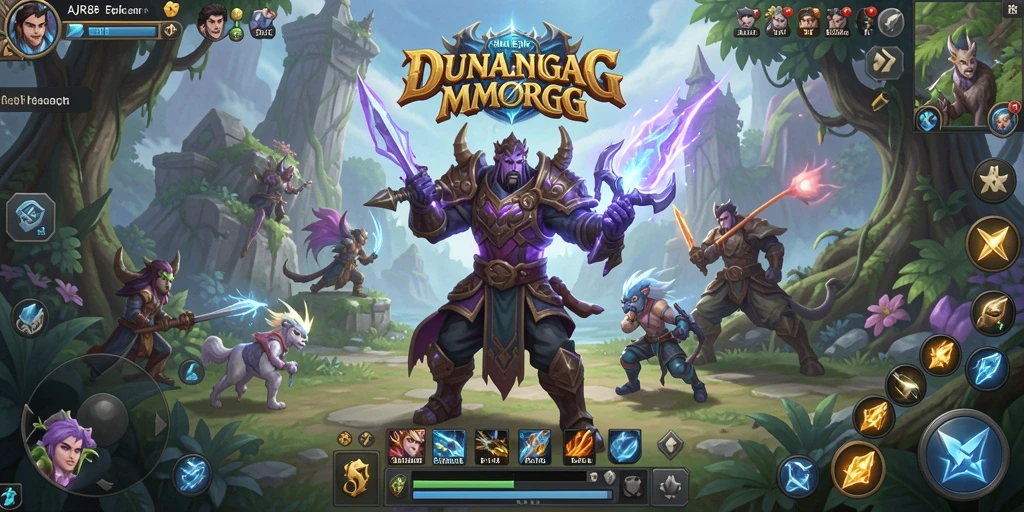 Screenshot utama AJR88 menampilkan pertarungan epik dalam dunia MMORPG.
