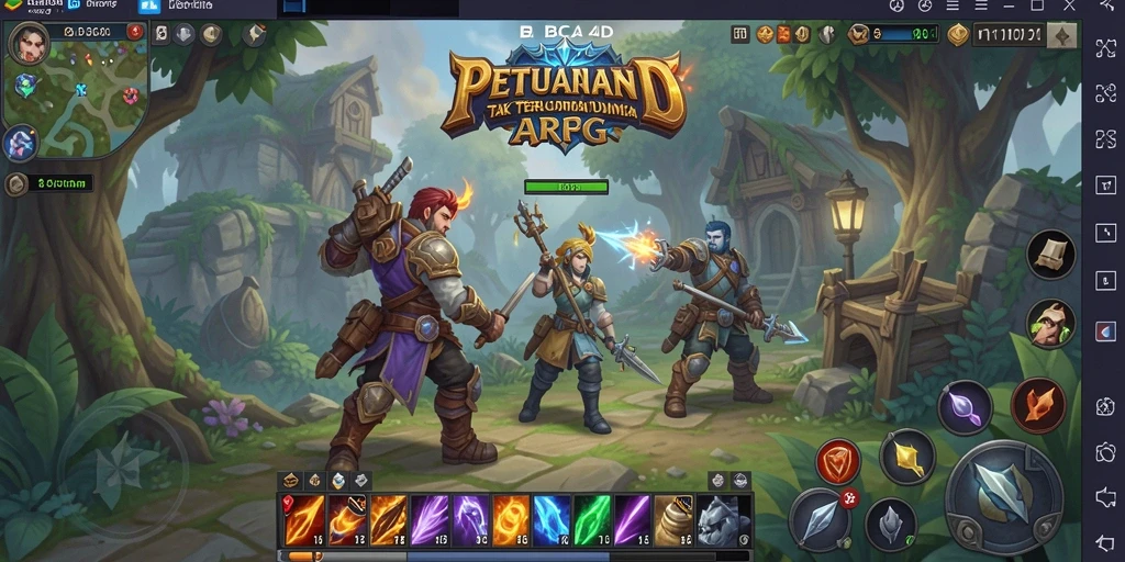 Tangkapan layar gameplay BBCA4D yang menunjukkan pertempuran epik di dunia fantasi.