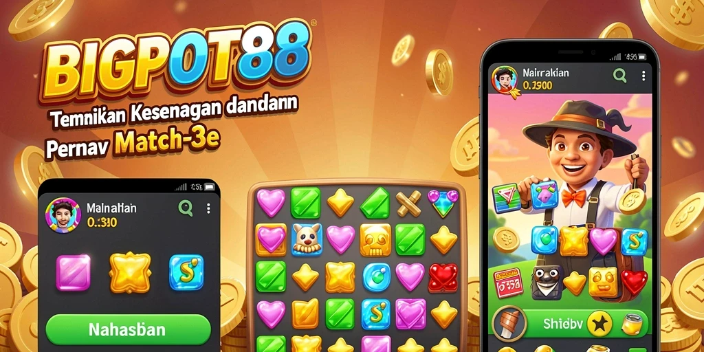 Tangkapan layar menampilkan gameplay seru BIGPOT88 dalam Match-3.