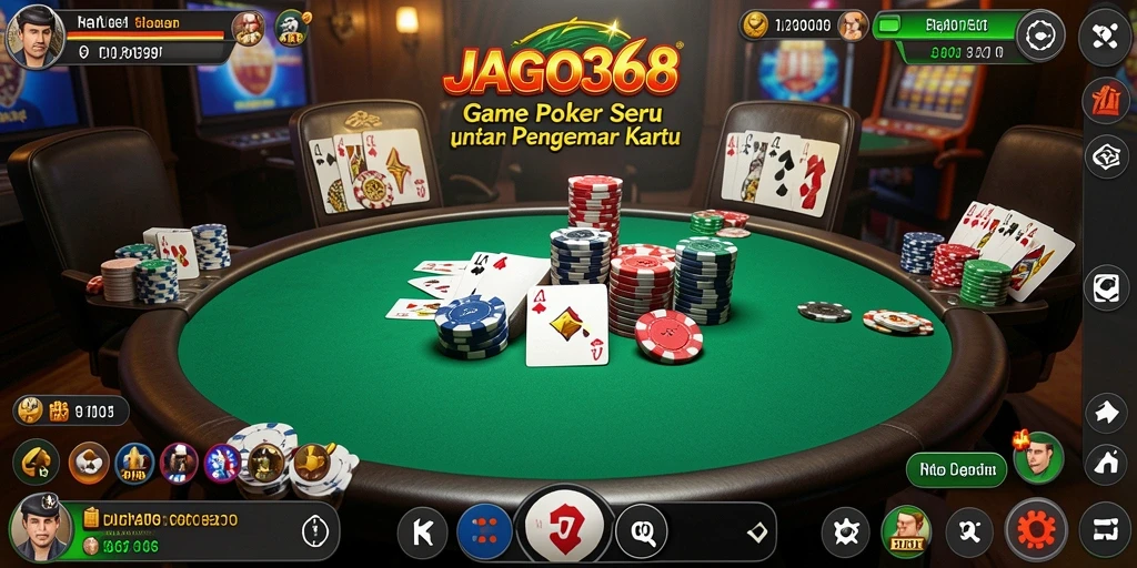 Tampilan gameplay JAGO368 yang menegangkan dan seru saat bermain Poker.