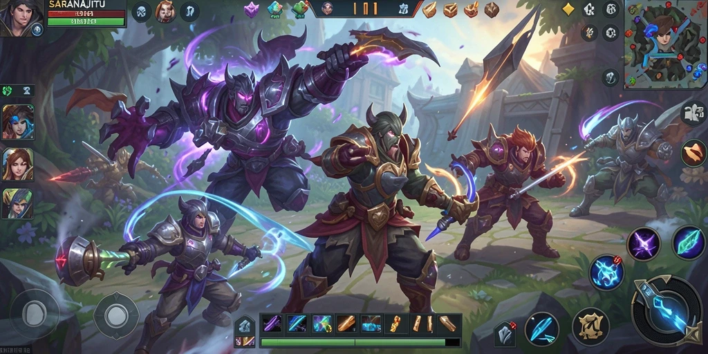 Tangkap aksi seru dalam permainan MOBA SARANAJITU.