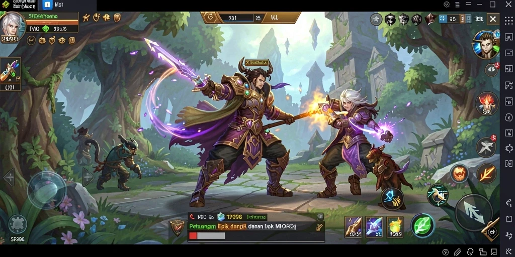 Screenshot gameplay SR996 menunjukkan aksi mendebarkan di dunia MMORPG.